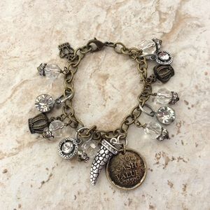 “No Cash Value” Antique Brass Metal Charm bracelet